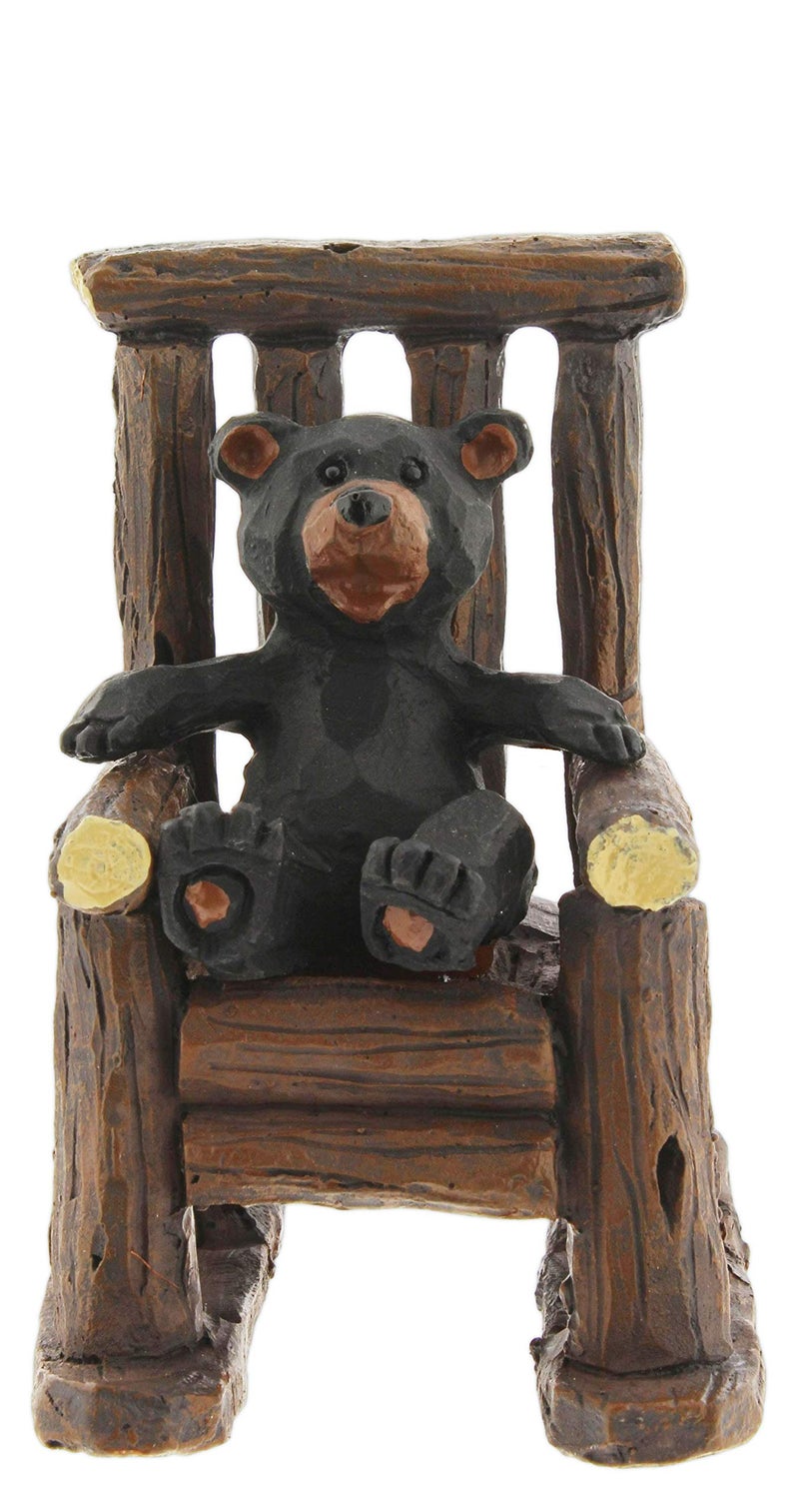 The Bridge Collection Black Bear Cub in Rocking Chair Figurine - Image 2